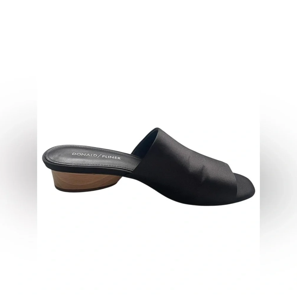 Satin Mules Black Slip On Slides with a 2.5" Heel by Donald Pilner 7.5 - Picture 6 of 8